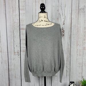 Ana Women's Large Grey Sparkly Casual Loose Fit Chic Dressy Sweater Blouse